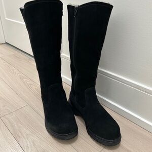 La CANADIENNE  Black High Shaft Shearling Lined Suede Winter Boots